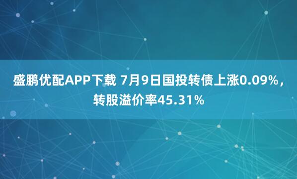 盛鹏优配APP下载 7月9日国投转债上涨0.09%，转股溢价率45.31%