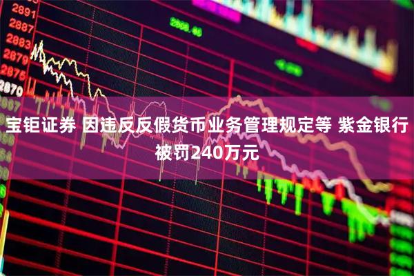 宝钜证券 因违反反假货币业务管理规定等 紫金银行被罚240万元